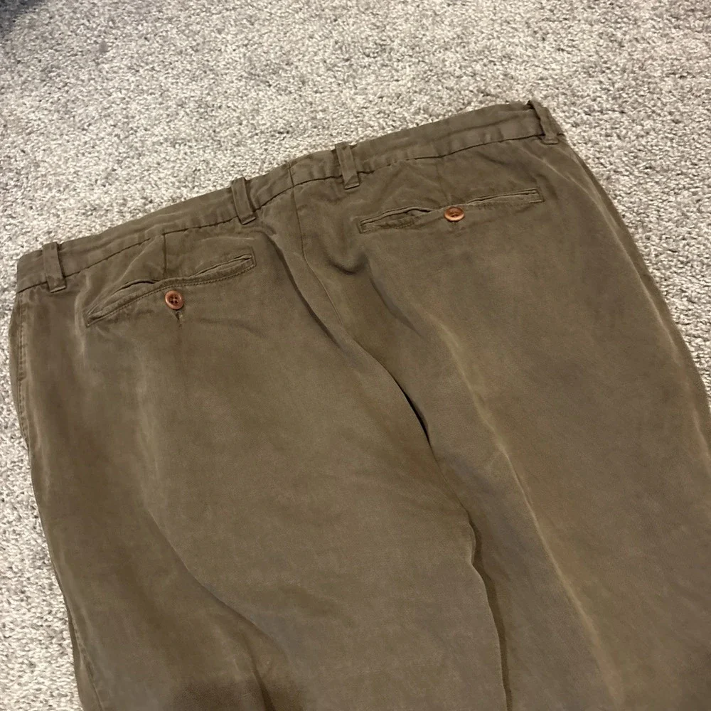 Tommy Bahama Linen Blend Pants Men's 36x32 Green Casual Straight Leg 45% Linen